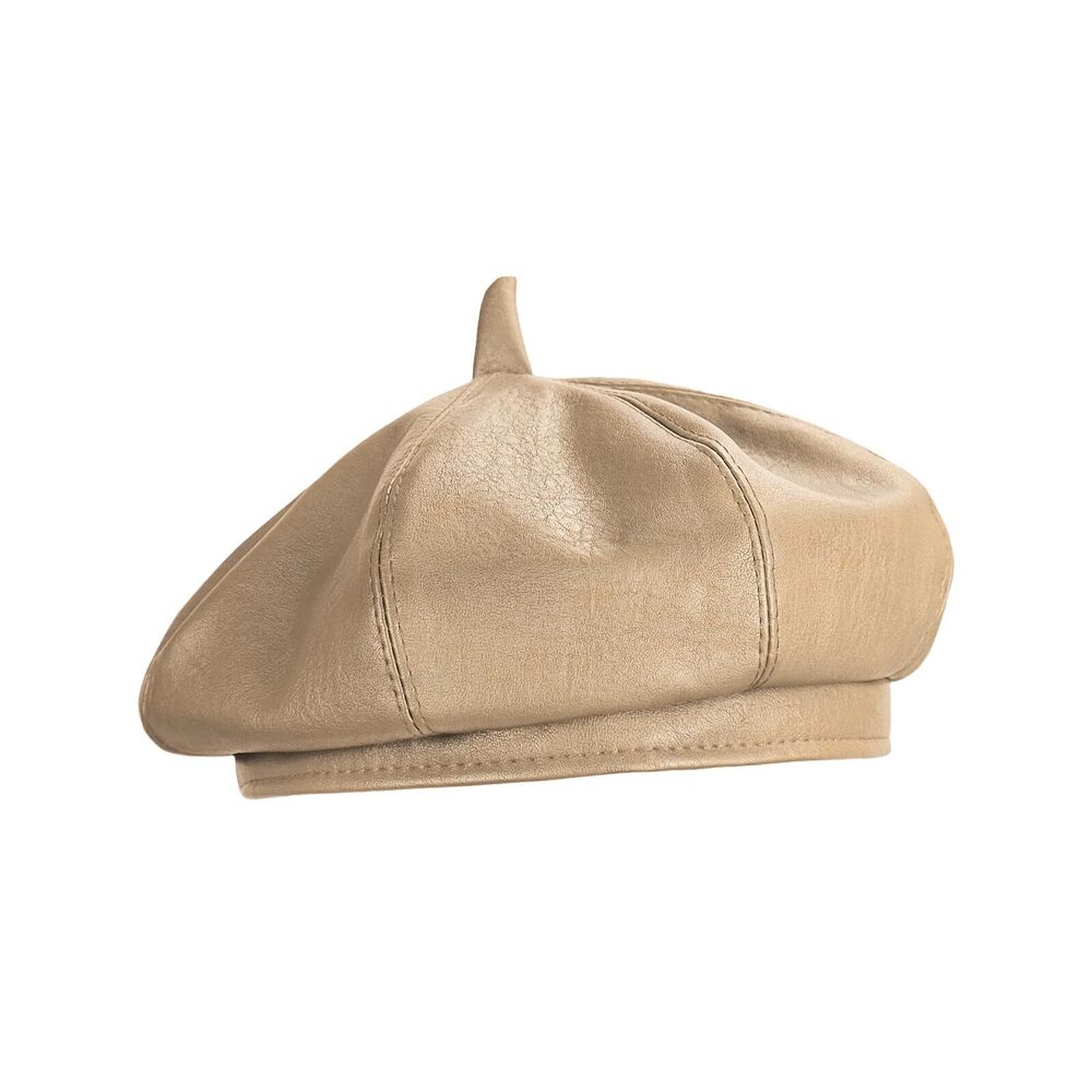 7673 Pu Leather Artist Beret Hat For Women Inner Sweatband With Size